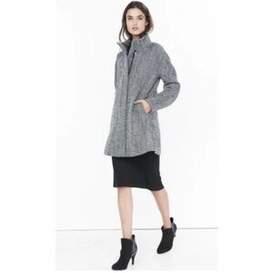 Express Women’s Tweed Black White Gray Cocoon Duffle Coat Jacket Size M